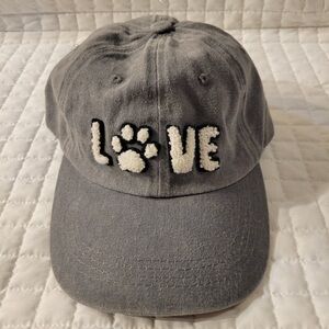 Chenille Charcoal Gray Love Paw Baseball Cap Dog Cat Streetwear Casual Cute Hat